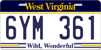 WV license plate 6YM361