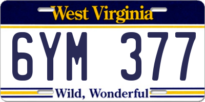 WV license plate 6YM377