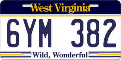 WV license plate 6YM382