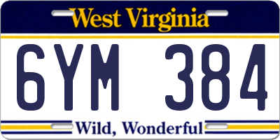 WV license plate 6YM384