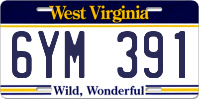 WV license plate 6YM391