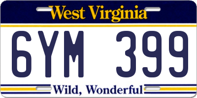 WV license plate 6YM399