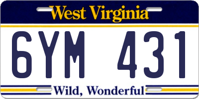 WV license plate 6YM431