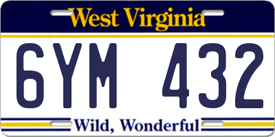WV license plate 6YM432