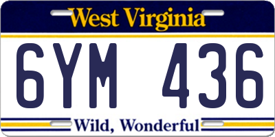 WV license plate 6YM436
