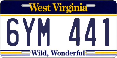 WV license plate 6YM441