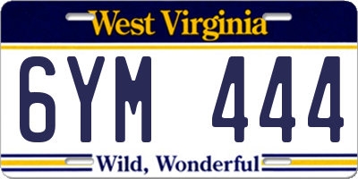 WV license plate 6YM444