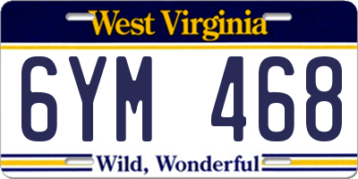 WV license plate 6YM468