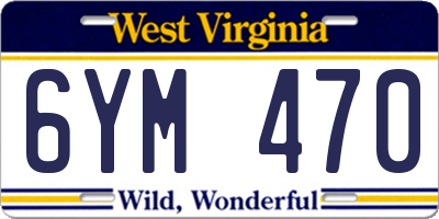 WV license plate 6YM470