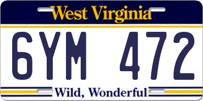 WV license plate 6YM472