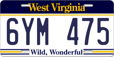 WV license plate 6YM475