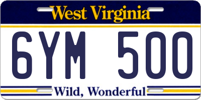 WV license plate 6YM500