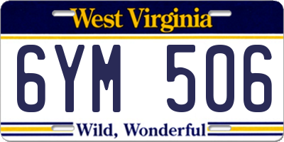 WV license plate 6YM506