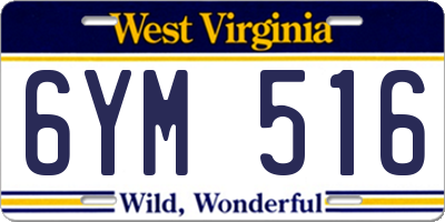 WV license plate 6YM516