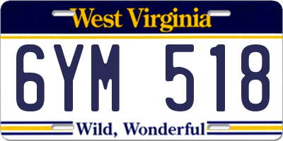 WV license plate 6YM518