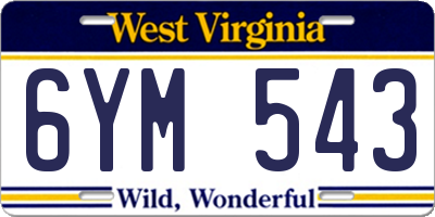 WV license plate 6YM543
