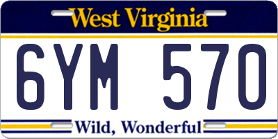 WV license plate 6YM570