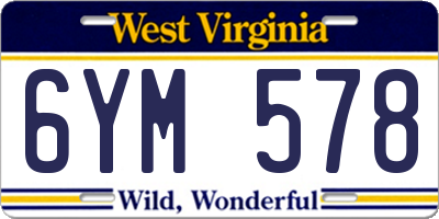 WV license plate 6YM578