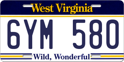 WV license plate 6YM580