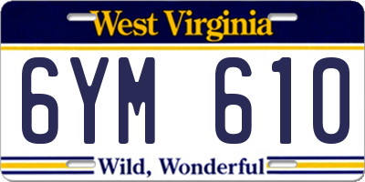 WV license plate 6YM610