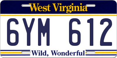 WV license plate 6YM612