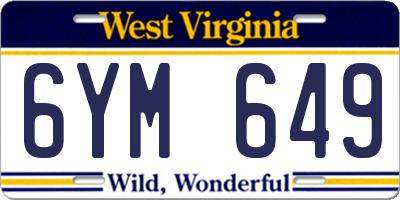 WV license plate 6YM649