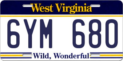 WV license plate 6YM680