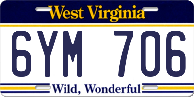 WV license plate 6YM706
