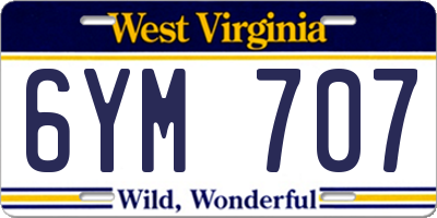 WV license plate 6YM707