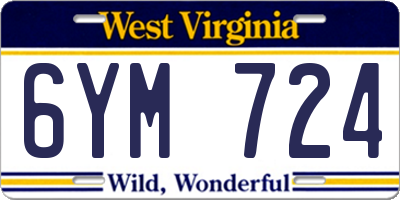 WV license plate 6YM724