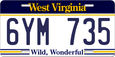 WV license plate 6YM735
