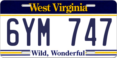 WV license plate 6YM747