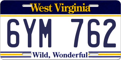WV license plate 6YM762