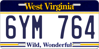 WV license plate 6YM764