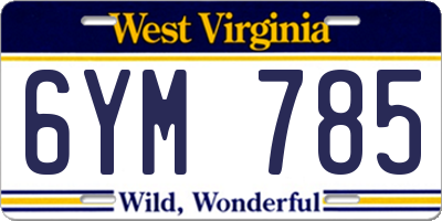 WV license plate 6YM785