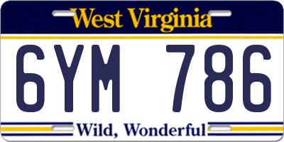 WV license plate 6YM786