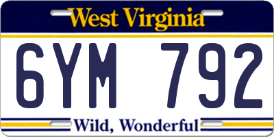 WV license plate 6YM792