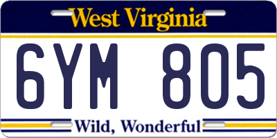 WV license plate 6YM805