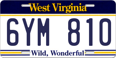 WV license plate 6YM810