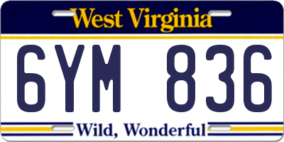 WV license plate 6YM836