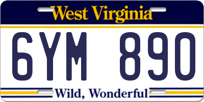 WV license plate 6YM890
