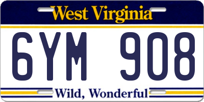 WV license plate 6YM908