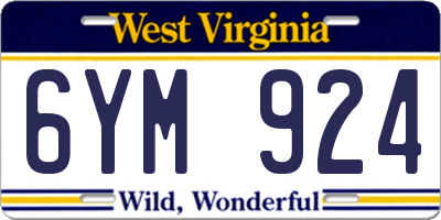 WV license plate 6YM924