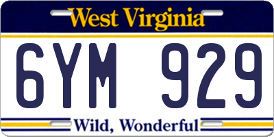 WV license plate 6YM929