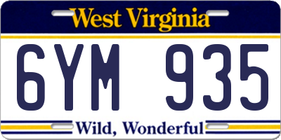 WV license plate 6YM935