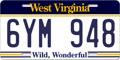 WV license plate 6YM948