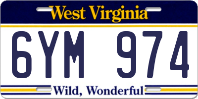 WV license plate 6YM974