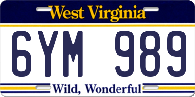 WV license plate 6YM989