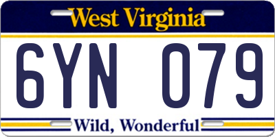 WV license plate 6YN079