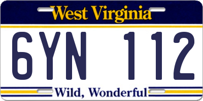 WV license plate 6YN112